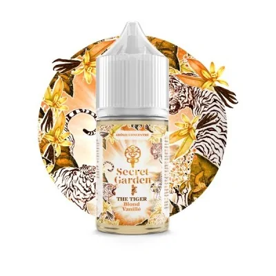 Flacon e-liquide Secret Garden The Tiger 30ml, décor tropical floral et animal