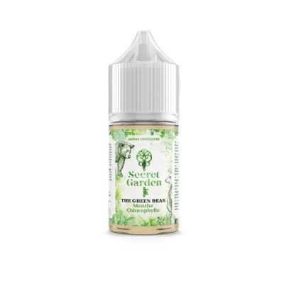 Flacon concentré The Green Bear Secret Garden, liquide vert clair, étiquette nature Flacon concentré The Green Bear Secret Garden, liquide vert clair, étiquette nature