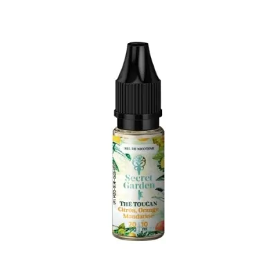 Flacon d'e-liquide Secret Garden The Toucan aux agrumes, design tropical avec toucan