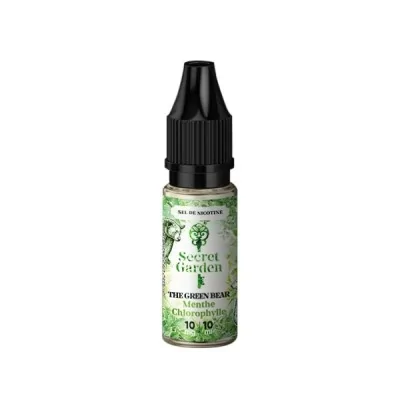 Flacon e-liquide Secret Garden The Green Bear Salt 10ml avec étiquette verte et blanche