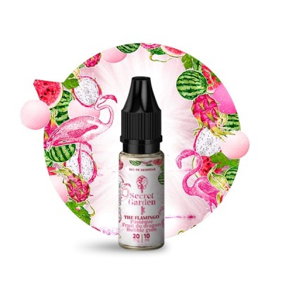 E-liquide The Flamingo Salt 10ml avec design tropical de flamants roses et fruits E-liquide The Flamingo Salt 10ml avec design tropical de flamants roses et fruits