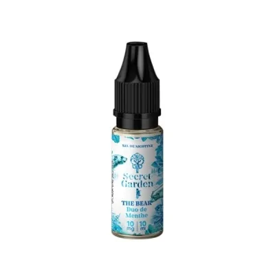 Flacon e-liquide The Bear Salt Secret Garden menthe fraîche, sels de nicotine, design bleu