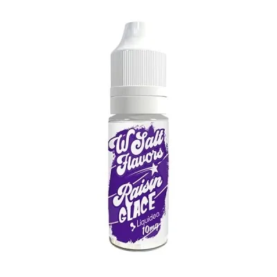 E-liquide Raisin Glacé Wsalt Flavors par Liquideo, flacon blanc et violet de 10ml