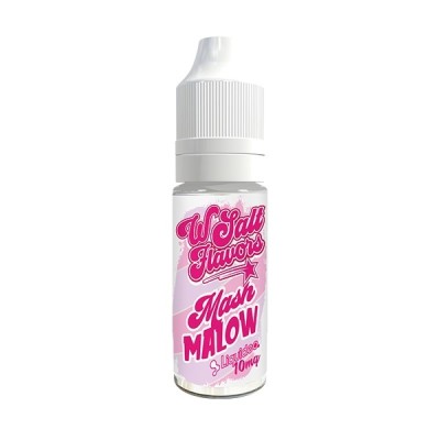 E-liquide Mashmalow Wsalt Flavors 10ml par Liquideo, flacon blanc et rose pour vapotage E-liquide Mashmalow Wsalt Flavors 10ml par Liquideo, flacon blanc et rose pour vapotage