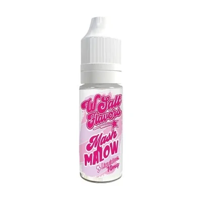 E-liquide Mashmalow Wsalt Flavors 10ml par Liquideo, flacon blanc et rose pour vapotage