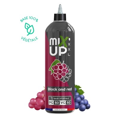 Bouteille MIX'UP XXL Black and Red 1L, e-liquide saveur raisin avec fruits rouges illustrés