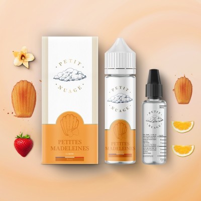 E-liquide Petites Madeleines Petit Nuage 60ml avec fruits et madeleine, packaging élégant E-liquide Petites Madeleines Petit Nuage 60ml avec fruits et madeleine, packaging élégant