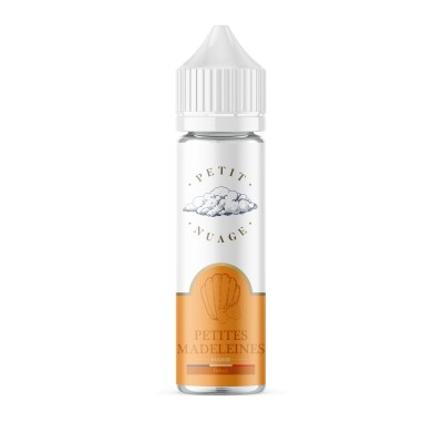 E-liquide Petites Madeleines 60ml Petit Nuage, flacon blanc et orange, saveur pâtisserie E-liquide Petites Madeleines 60ml Petit Nuage, flacon blanc et orange, saveur pâtisserie