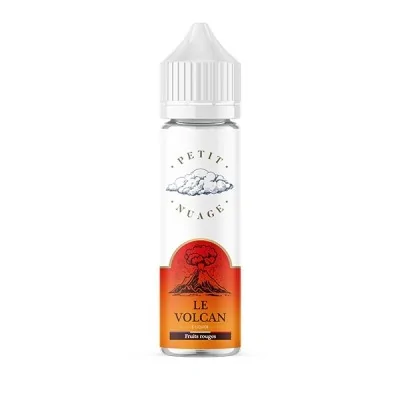 Flacon e-liquide Le Volcan 60ml de Petit Nuage, logo volcan rouge sur fond orange