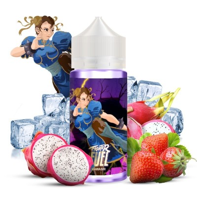 E-liquide Mawashi Fighter Fuel avec fruits, glace et personnage de jeu de combat