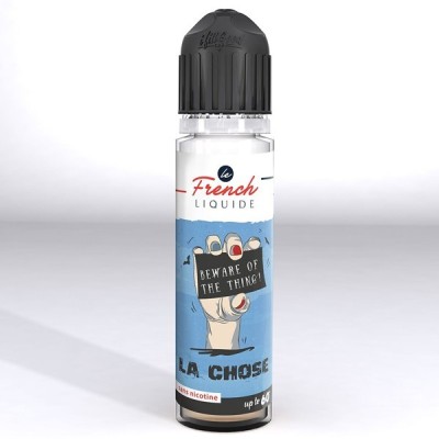 Flacon e-liquide La Chose 50ml par Le French Liquide, étiquette bleue avec main levée