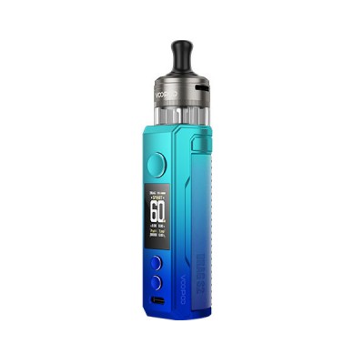 Kit Pod Drag S2 Voopoo, cigarette électronique dégradé bleu turquoise à bleu foncé, écran LCD Kit Pod Drag S2 Voopoo, cigarette électronique dégradé bleu turquoise à bleu foncé, écran LCD
