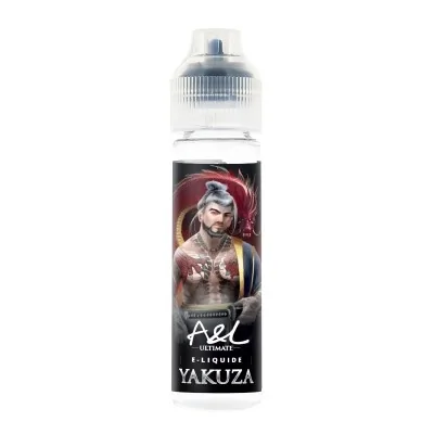 Flacon e-liquide Yakuza 50ml Ultimate, image d'un homme tatoué sur l'étiquette