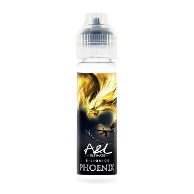 E-liquide Phoenix 50ml Ultimate par A&L, flacon avec image d'un phénix doré sur fond sombre