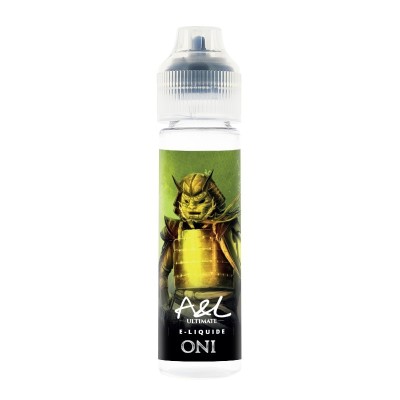 E-liquide Oni 50ml Ultimate, flacon avec illustration de démon japonais, saveur agrumes frais E-liquide Oni 50ml Ultimate, flacon avec illustration de démon japonais, saveur agrumes frais
