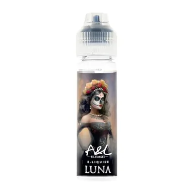 Flacon e-liquide A&L Luna 50ml avec image de femme style Dia de los Muertos