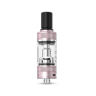 Clearomiseur Q16 Pro JustFog rose et transparent, avec réservoir en verre et embout noir