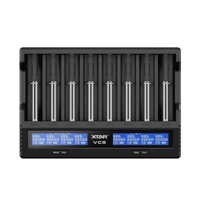 Chargeur de batteries VC8 Xtar Light avec 8 emplacements et écrans LCD bleus Chargeur de batteries VC8 Xtar Light avec 8 emplacements et écrans LCD bleus