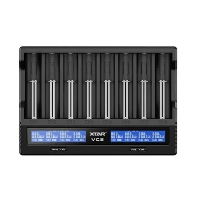 Chargeur de batteries VC8 Xtar Light avec 8 emplacements et écrans LCD bleus