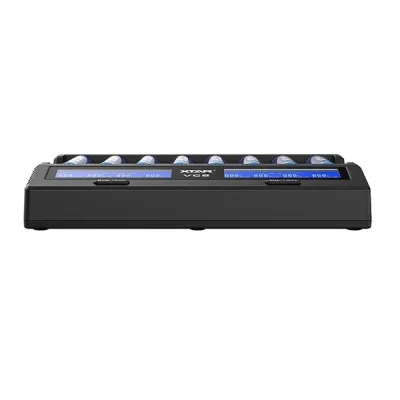 Chargeur de batterie XTAR VC8 Light avec 8 emplacements et écran LCD bleu