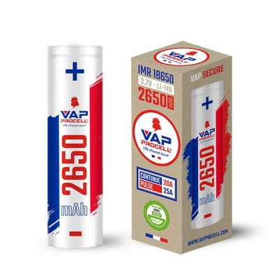 Batterie rechargeable IMR 18650 Vap Procell 2650mAh avec emballage, haute capacité Batterie rechargeable IMR 18650 Vap Procell 2650mAh avec emballage, haute capacité