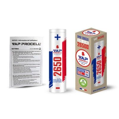 Batterie rechargeable Vap Procell IMR 18650 2650mAh - Emballage et fiche technique Batterie rechargeable Vap Procell IMR 18650 2650mAh - Emballage et fiche technique
