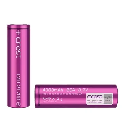 Batteries Efest IMR 21700 4000mAh 30A rechargeables, couleur rose métallique, lot de 2