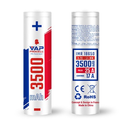 Batterie rechargeable Vap Procell IMR 18650, 3500mAh, 25A, pour cigarette électronique Batterie rechargeable Vap Procell IMR 18650, 3500mAh, 25A, pour cigarette électronique