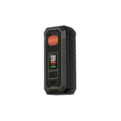 Box Armour S 100W Vaporesso, mod électronique noir avec écran et bouton orange Box Armour S 100W Vaporesso, mod électronique noir avec écran et bouton orange