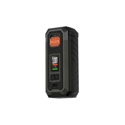 Box Armour S 100W Vaporesso, mod électronique noir avec écran et bouton orange