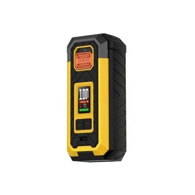 Box mod Armour S 100W Vaporesso jaune et noir, écran LED, design robuste et ergonomique