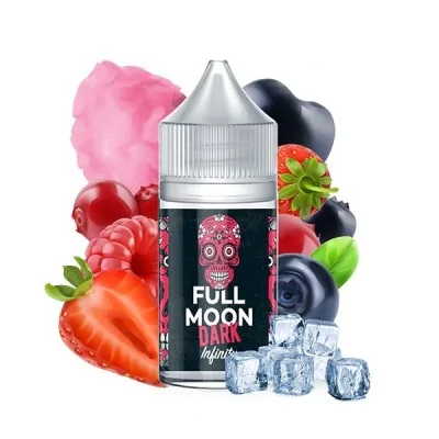 Flacon e-liquide Full Moon Dark Infinity avec fruits rouges, barbe à papa et glaçons