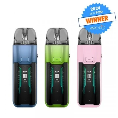 Kit Pod Luxe XR Max Vaporesso en 3 couleurs avec écran, élu meilleur pod 2024 par Vapexpo