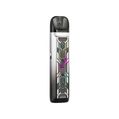 Kit Pod Ursa Nano 2 Lost Vape, design futuriste argenté avec motif géométrique coloré