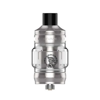 Clearomiseur Z Nano 2 Geekvape en métal argenté avec logo, réservoir transparent et embout noir