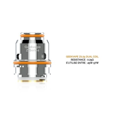 Résistance Z Coil Dual 0.25ohm Geekvape pour cigarette électronique, bobine de remplacement Résistance Z Coil Dual 0.25ohm Geekvape pour cigarette électronique, bobine de remplacement