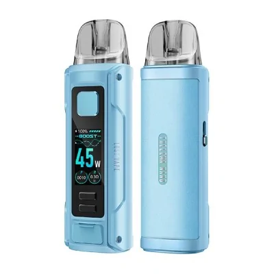 Kit Pod Thelema Nano Lost Vape bleu clair avec écran LED et puissance réglable jusqu'à 45W