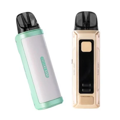 Kit Pod Thelema Nano Lost Vape, deux modèles en vert menthe et beige avec écran LED