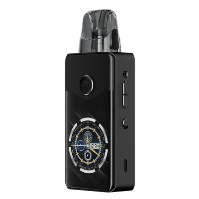 Kit Pod Vinci E120 de Voopoo, noir avec écran circulaire et boutons de contrôle Kit Pod Vinci E120 de Voopoo, noir avec écran circulaire et boutons de contrôle