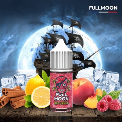 Flacon e-liquide Full Moon Baleares, fruits et épices, fond pirate avec lune et bateau Flacon e-liquide Full Moon Baleares, fruits et épices, fond pirate avec lune et bateau