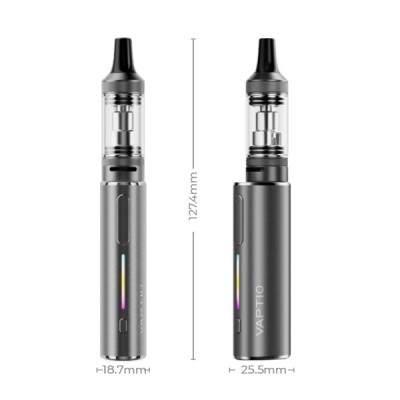 Kit cigarette électronique Cosmo Lite Vaptio, 2 modèles gris affichant dimensions Kit cigarette électronique Cosmo Lite Vaptio, 2 modèles gris affichant dimensions