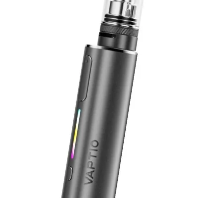 Kit Cosmo Lite Vaptio gris, cigarette électronique avec réservoir et bande LED multicolore