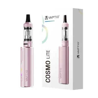 Kit e-cigarette Cosmo Lite Vaptio rose avec boîte, dispositif stylo vape élégant et compact