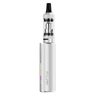Cigarette électronique Vaptio Cosmo Lite, modèle argent avec réservoir en verre et voyant LED Cigarette électronique Vaptio Cosmo Lite, modèle argent avec réservoir en verre et voyant LED