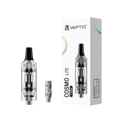 Clearomiseur Cosmo Lite 2ml Vaptio avec boîte, réservoir transparent et résistance de rechange