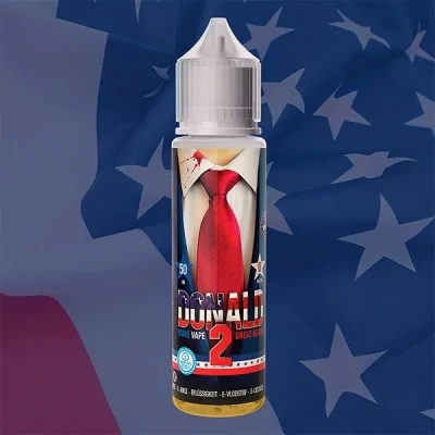 E-liquide Donald 2 avec drapeau américain et cravate rouge, Swoke Vape Party 50ml