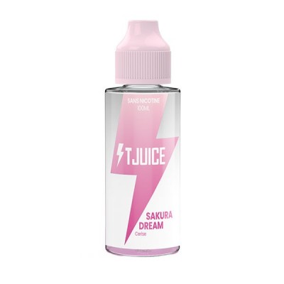 Flacon de e-liquide T-Juice Sakura Dream 100ml, collection rose avec éclair Flacon de e-liquide T-Juice Sakura Dream 100ml, collection rose avec éclair