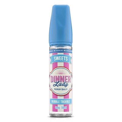 E-liquide Dinner Lady Sweets Bubble Trouble 50ml, flacon bleu, saveur bonbon