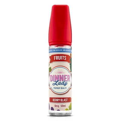 E-liquide Dinner Lady Fruits Berry Blast 50ml 0mg, flacon rouge avec étiquette colorée
