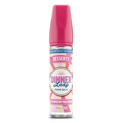 E-liquide Dinner Lady Desserts saveur macaron fraise, flacon 50ml rose